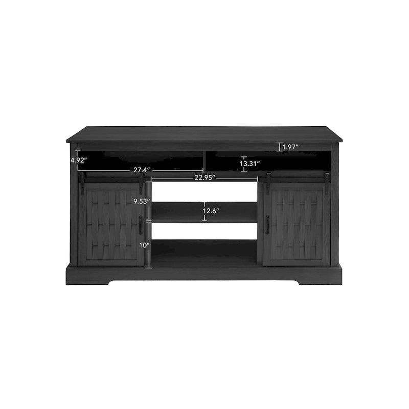 Meuble TV avec cheminée de 58.03, cheminée électrique et portes de grange coulissantes pour téléviseurs jusqu’à 65