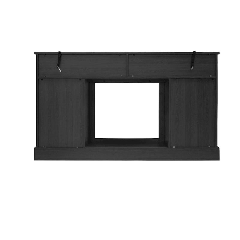 Meuble TV avec cheminée de 58.03, cheminée électrique et portes de grange coulissantes pour téléviseurs jusqu’à 65