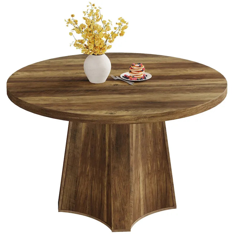 47 Industrial Round Dining Table with Pedestal for 4-6 People