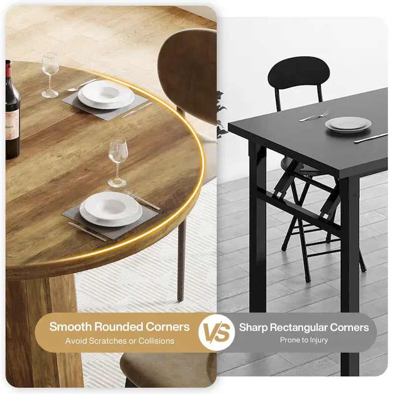Table à manger ronde industrielle de 47 avec piètement central pour 4-6 personnes