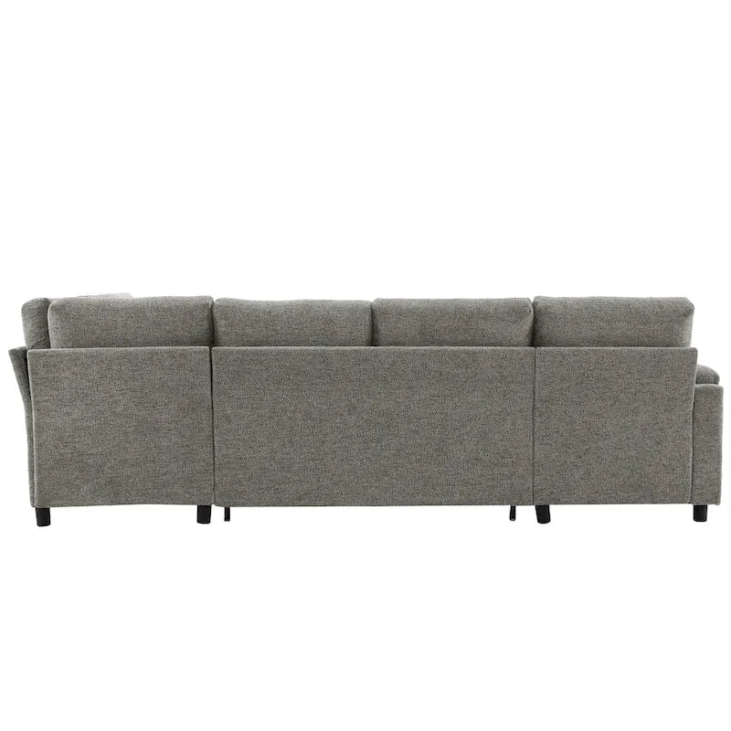 Canapé en U, canapé modulable en chenille avec 2 porte-gobelets et ports de recharge, canapé inclinable-lit pour le salon