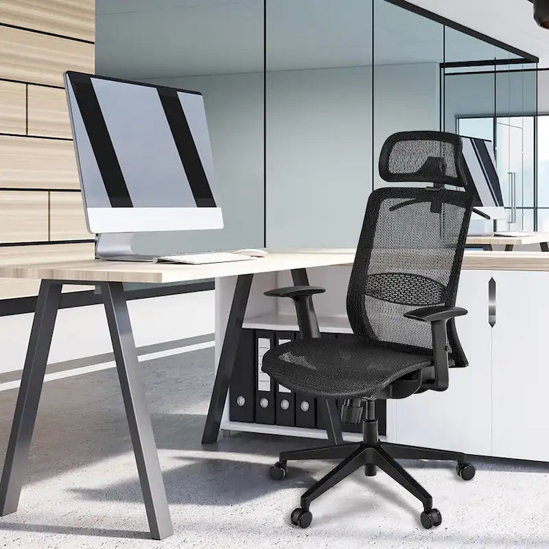 Ergonomische bureaustoel met hoge rugleuning, meshbekleding en verstelbare rugleuning - Bekijk de details