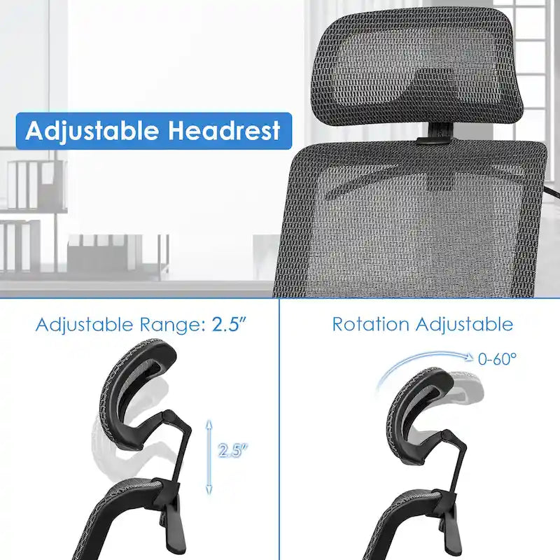 Ergonomische bureaustoel met hoge rugleuning, meshbekleding en verstelbare rugleuning - Bekijk de details