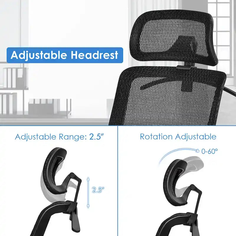 Ergonomische bureaustoel met hoge rugleuning, meshbekleding en verstelbare rugleuning - Bekijk de details