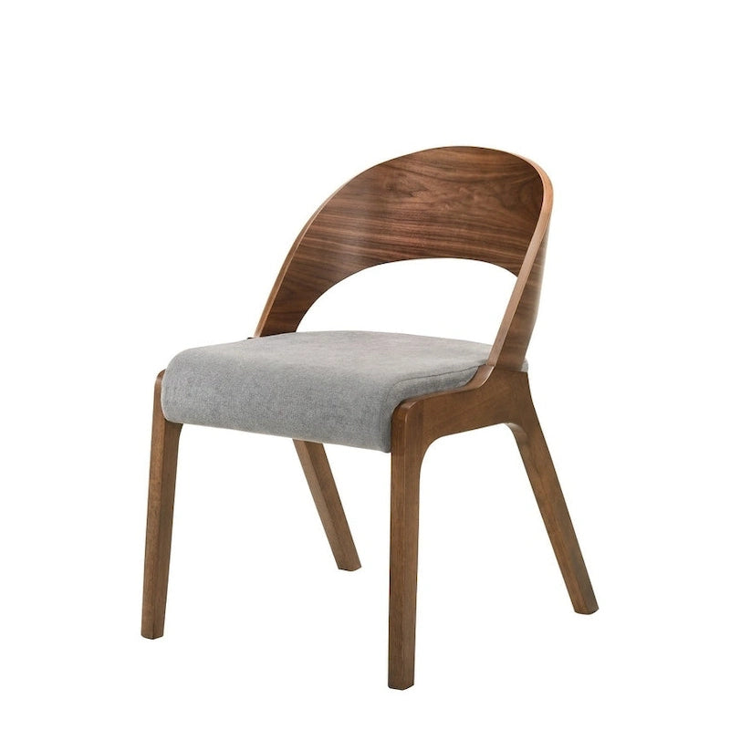 Modern Walnut & Grey Fabric Dining Chair (Set of 2)