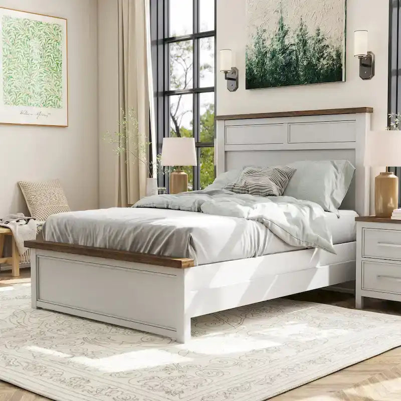 Modern Farmhouse Pinewood Panel Bed