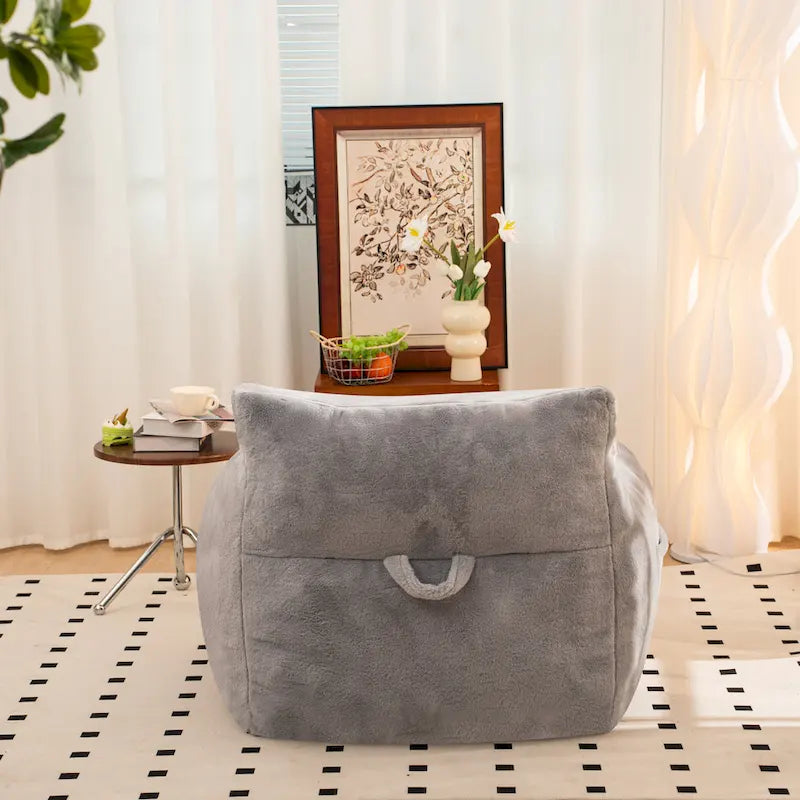Faux Fur Bean Bag Chair with Back Support, High-Density Shredded Foam Filler, and Versatile Design