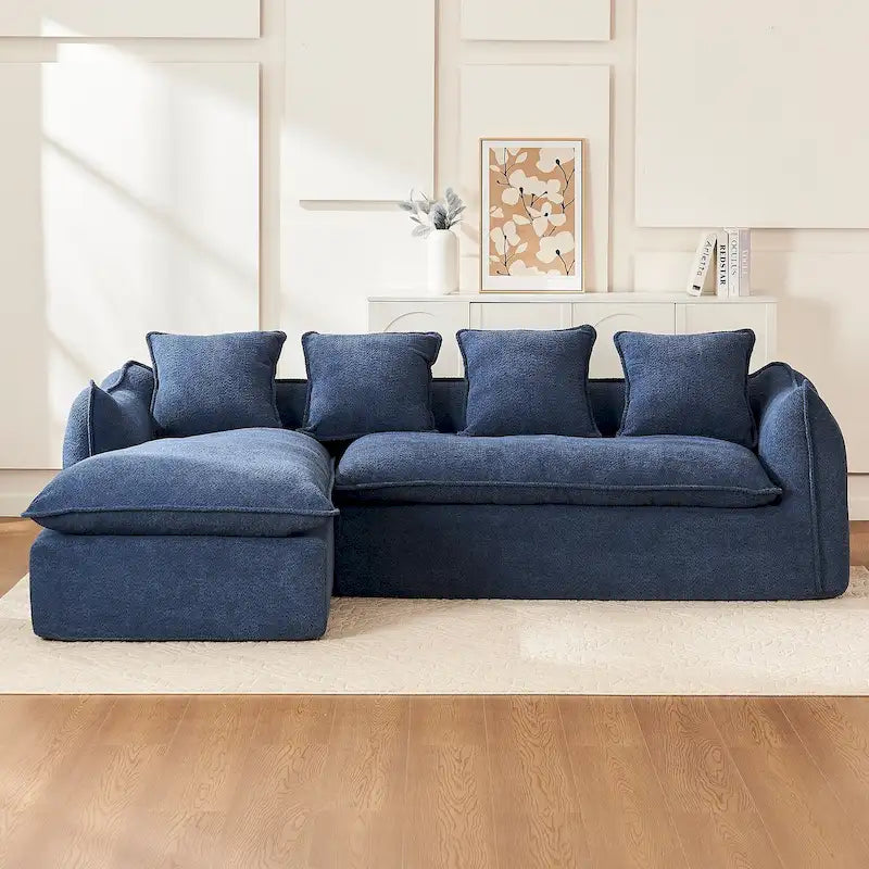 106.3 Oversized L-Shaped 3-Seat Sofa with Chaise and 4 Pillows