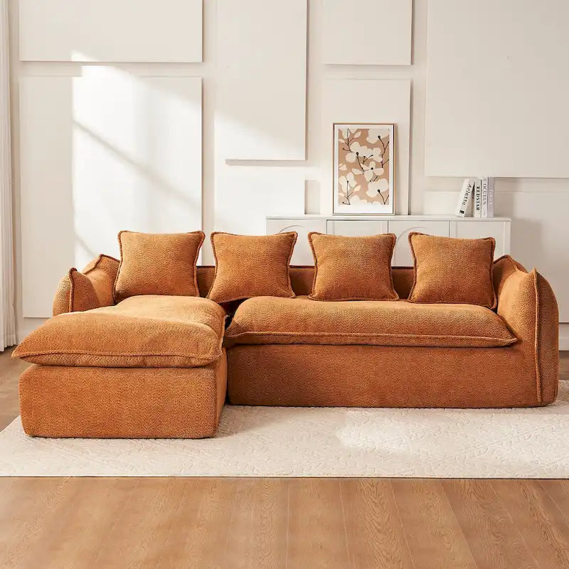 106.3 Oversized L-Shaped 3-Seat Sofa with Chaise and 4 Pillows