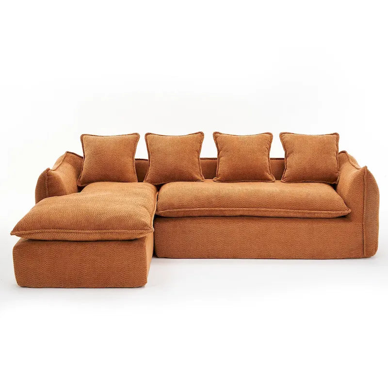 106.3 Oversized L-Shaped 3-Seat Sofa with Chaise and 4 Pillows