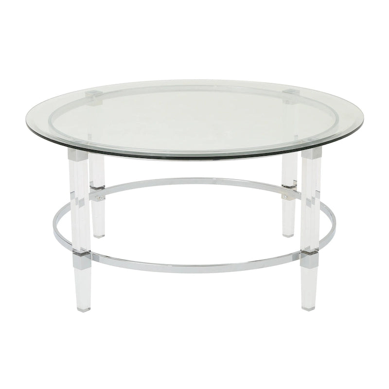 Table basse ronde moderne de 35.5 avec design translucide pour le salon