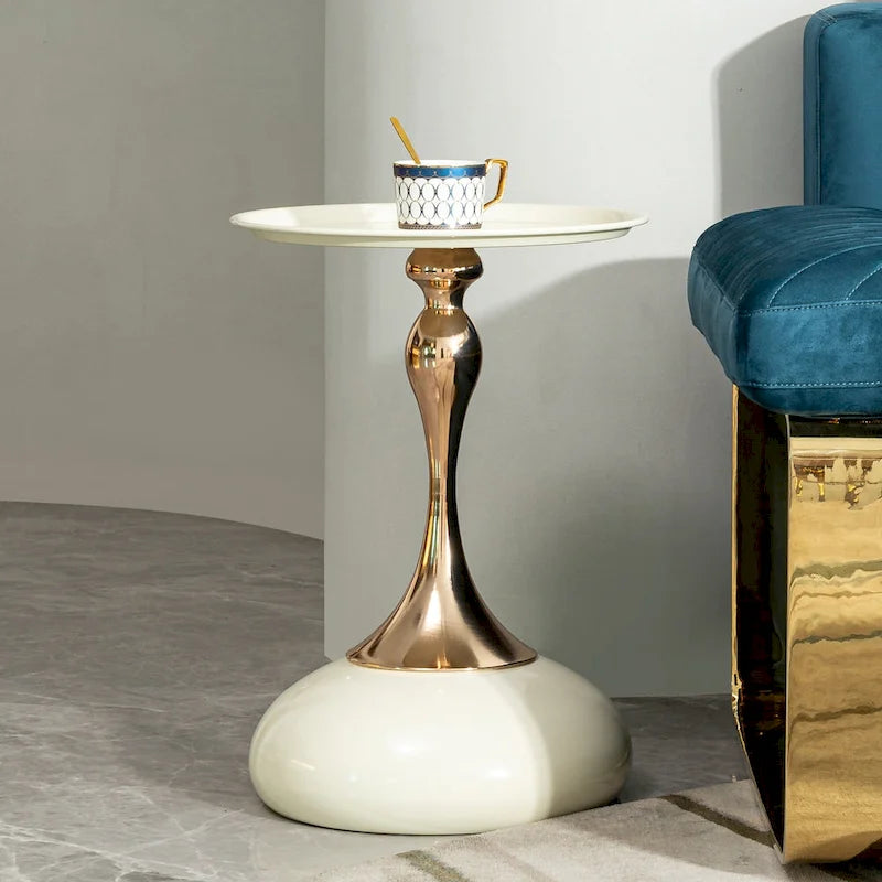 14.96 Gold Finish Carbon Steel Side Table, Modern Design