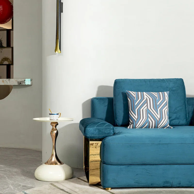 Table d'appoint en acier au carbone avec finition dorée de 14.96, design moderne