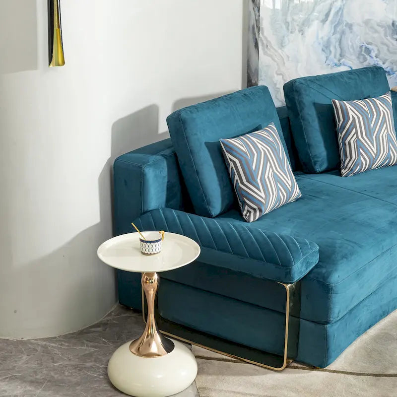 Table d'appoint en acier au carbone avec finition dorée de 14.96, design moderne