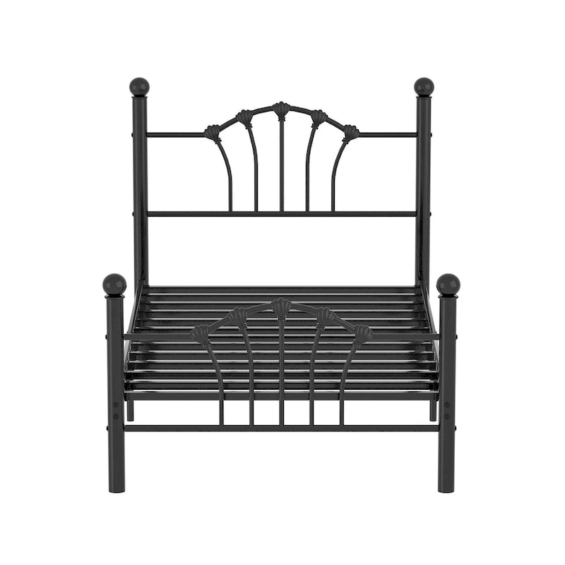 Classic Metal Platform Bed Frame, Twin Size Beds with Shell Style, Storage Space Under Bedframes, Kids Bed