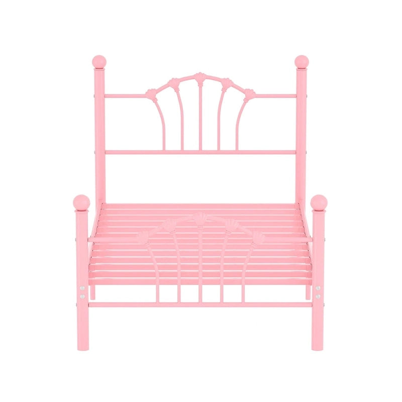 Classic Metal Platform Bed Frame, Twin Size Beds with Shell Style, Storage Space Under Bedframes, Kids Bed