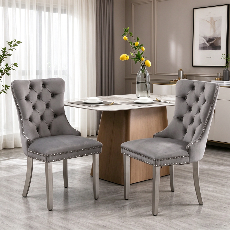 Chaise de salle à manger en velours