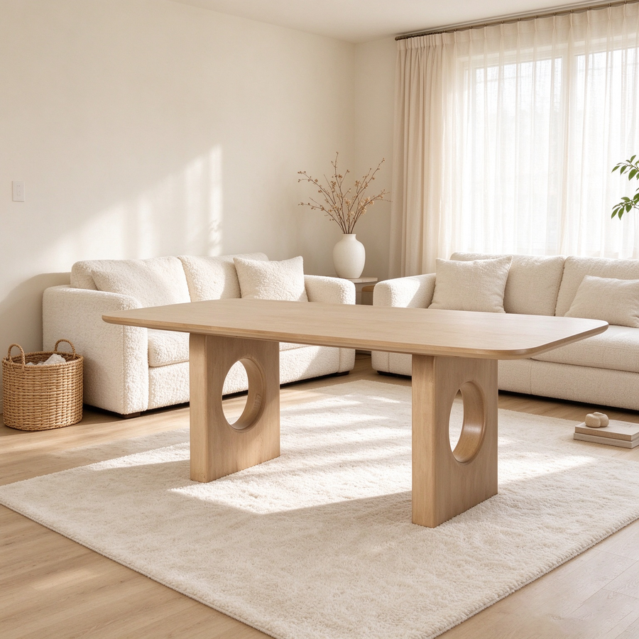Table à manger moderne en chêne blanc