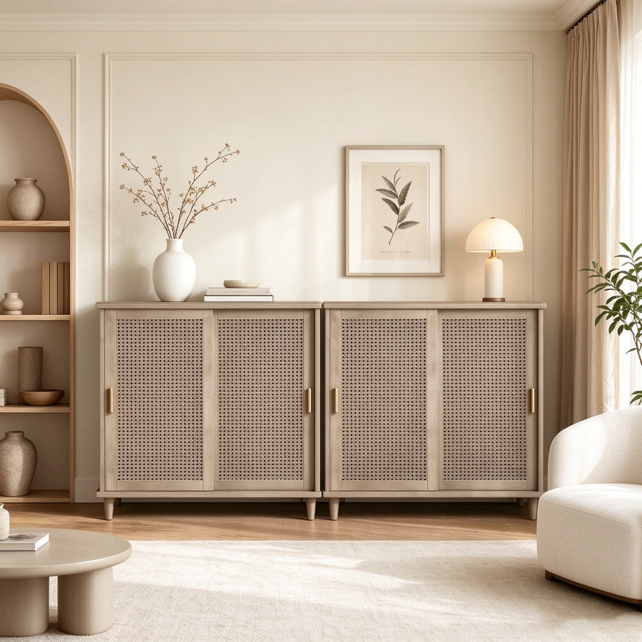 Buffet en rotin naturel