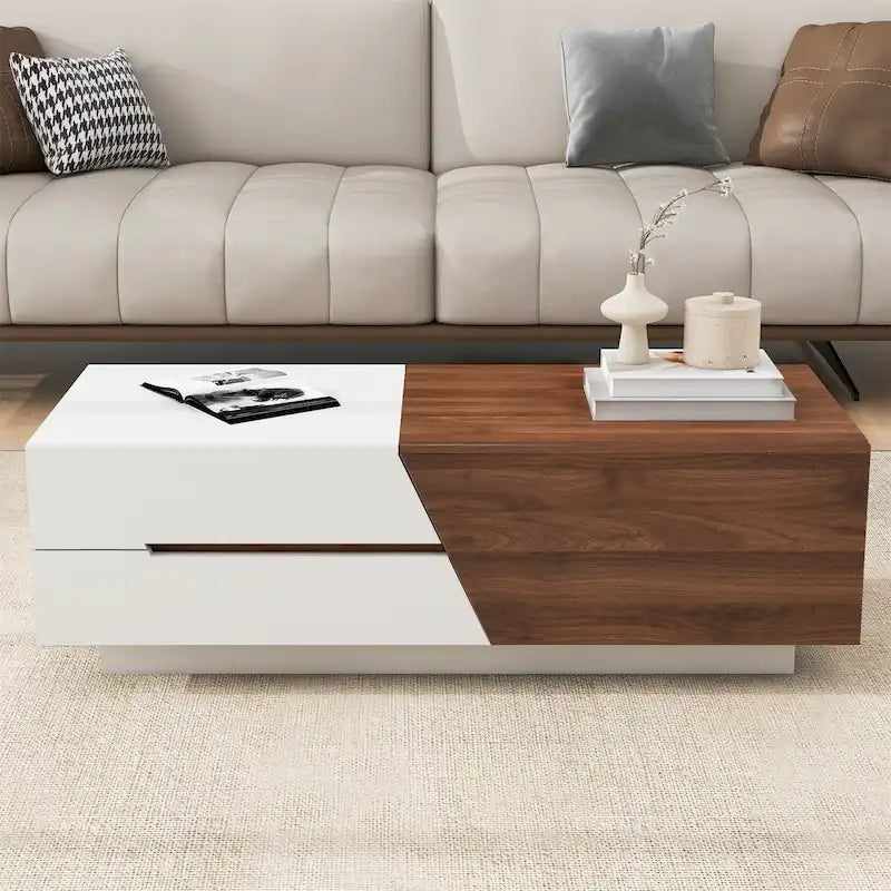 Moderne uitschuifbare salontafel met verschuifbaar bovenblad