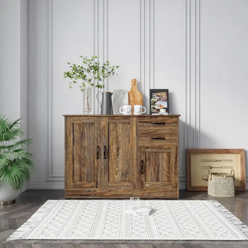 Buffet moderne en bois avec 2 portes, 1 compartiment de rangement et 2 tiroirs