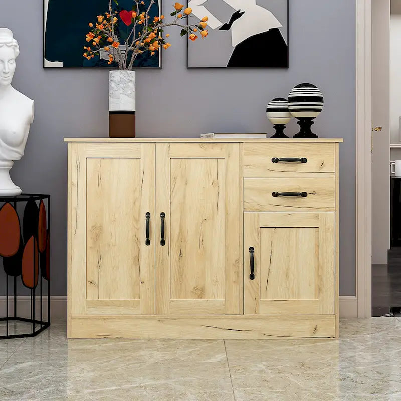 Buffet moderne en bois avec 2 portes, 1 compartiment de rangement et 2 tiroirs