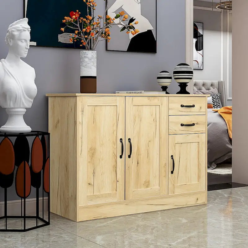 Buffet moderne en bois avec 2 portes, 1 compartiment de rangement et 2 tiroirs