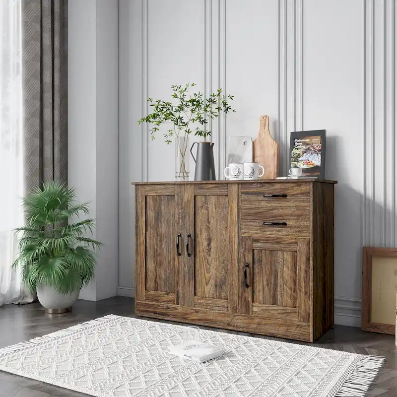 Buffet moderne en bois avec 2 portes, 1 compartiment de rangement et 2 tiroirs
