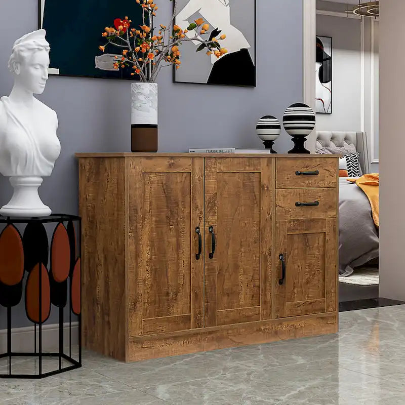 Buffet moderne en bois avec 2 portes, 1 compartiment de rangement et 2 tiroirs