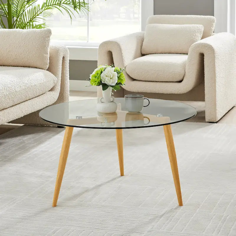 Coffee Table with Taper Legs and Glass Tabletop