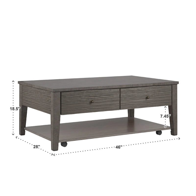 Antique Grey Finish Grey Fiber Cement Table with Shelf