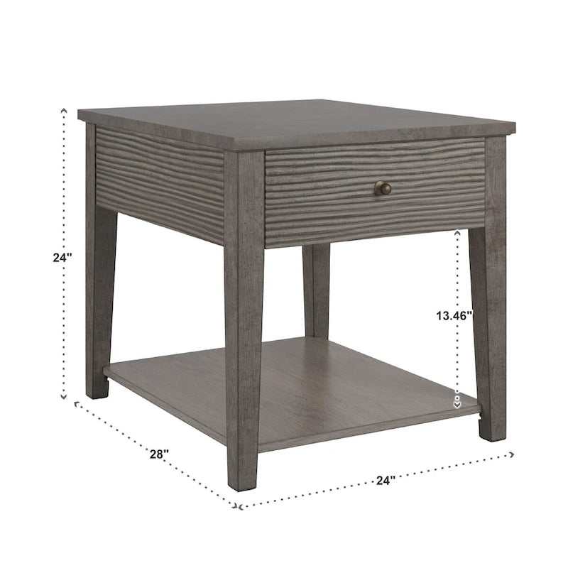 Antique Grey Finish Grey Fiber Cement Table with Shelf