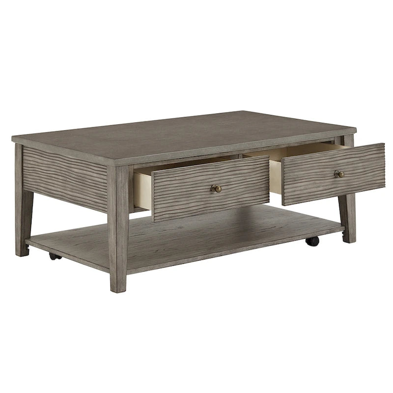 Antique Grey Finish Grey Fiber Cement Table with Shelf