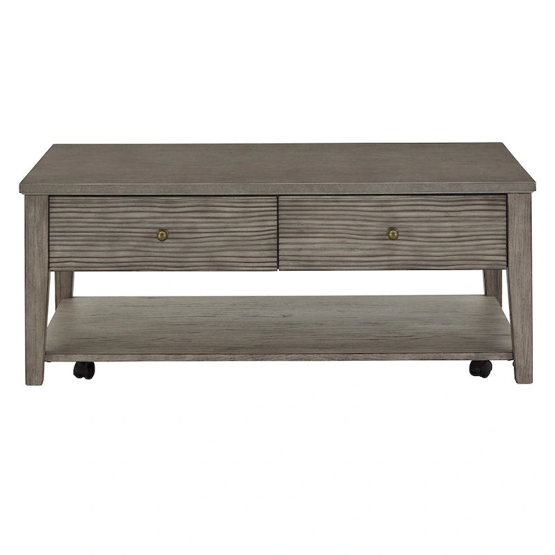 Antique Grey Finish Grey Fiber Cement Table with Shelf