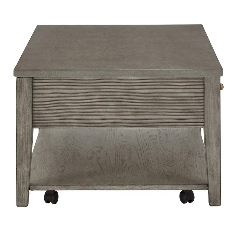 Antique Grey Finish Grey Fiber Cement Table with Shelf