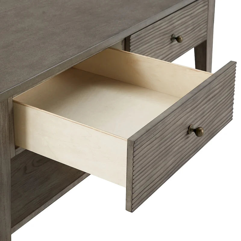 Antique Grey Finish Grey Fiber Cement Table with Shelf