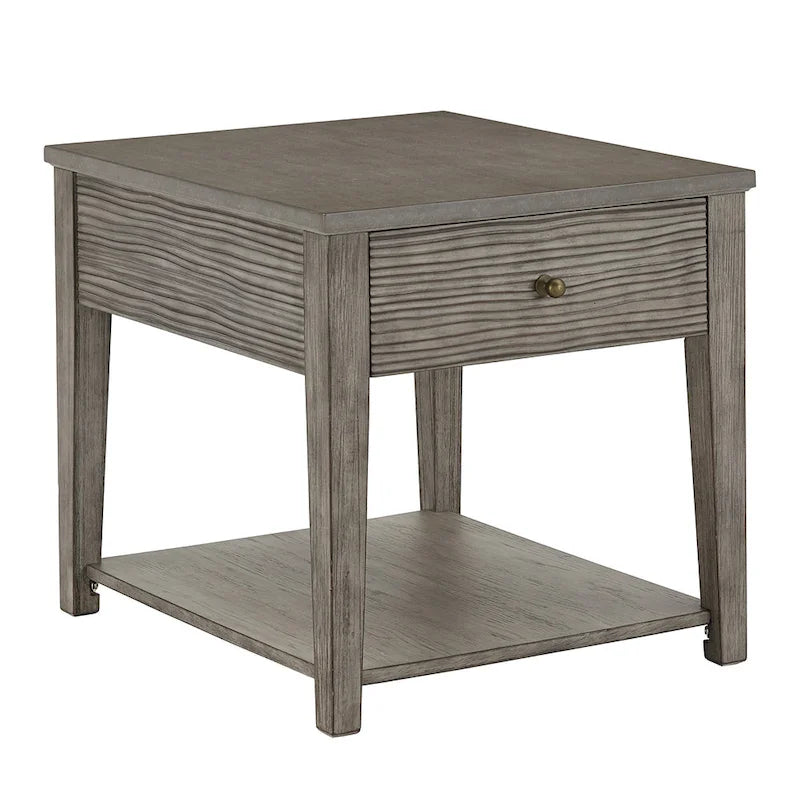 Antique Grey Finish Grey Fiber Cement Table with Shelf
