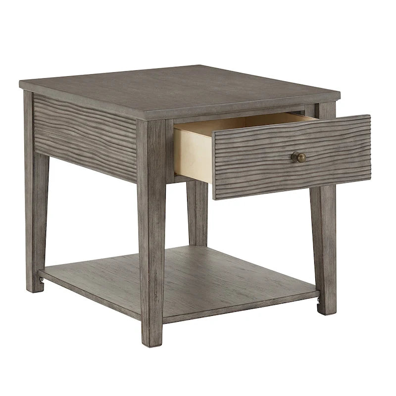 Antique Grey Finish Grey Fiber Cement Table with Shelf