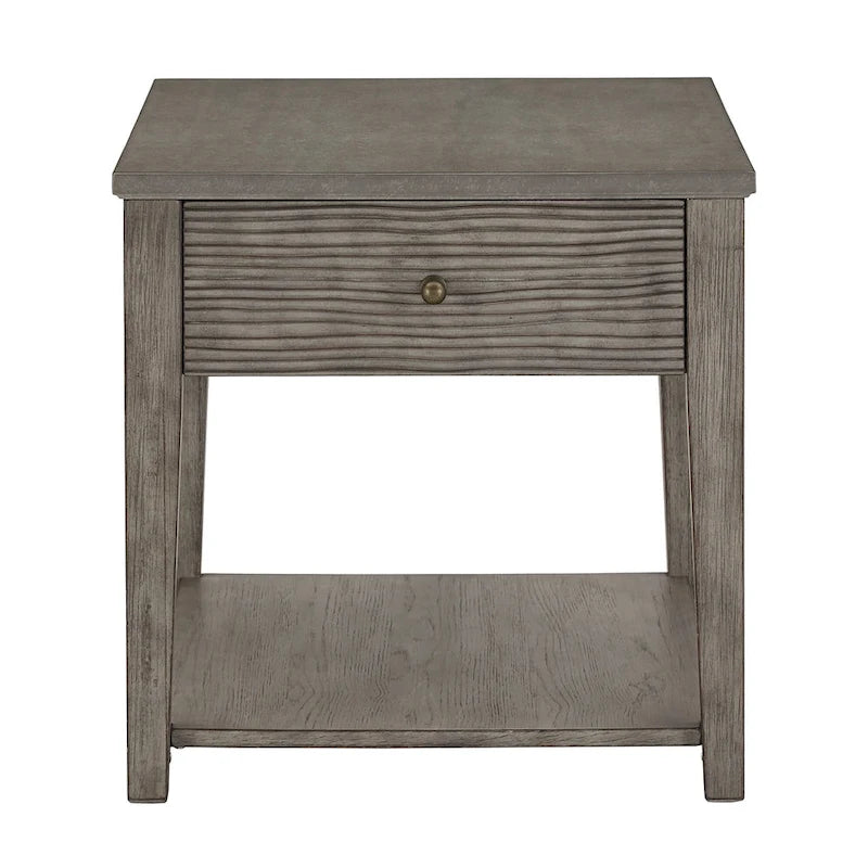 Antique Grey Finish Grey Fiber Cement Table with Shelf