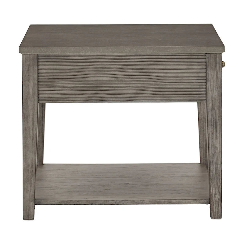 Antique Grey Finish Grey Fiber Cement Table with Shelf
