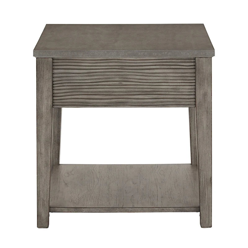 Antique Grey Finish Grey Fiber Cement Table with Shelf