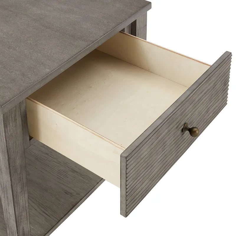 Antique Grey Finish Grey Fiber Cement Table with Shelf