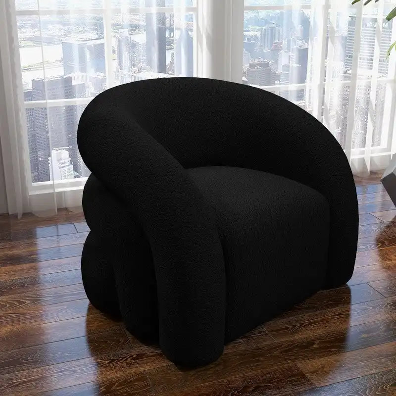 Modern Glam 360 Degree Swivel Teddy Upholstered Accent Armchair with Tufted Back