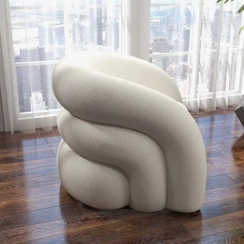Modern Glam 360 Degree Swivel Teddy Upholstered Accent Armchair with Tufted Back
