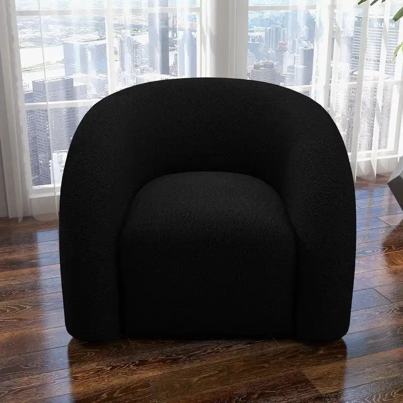 Modern Glam 360 Degree Swivel Teddy Upholstered Accent Armchair with Tufted Back