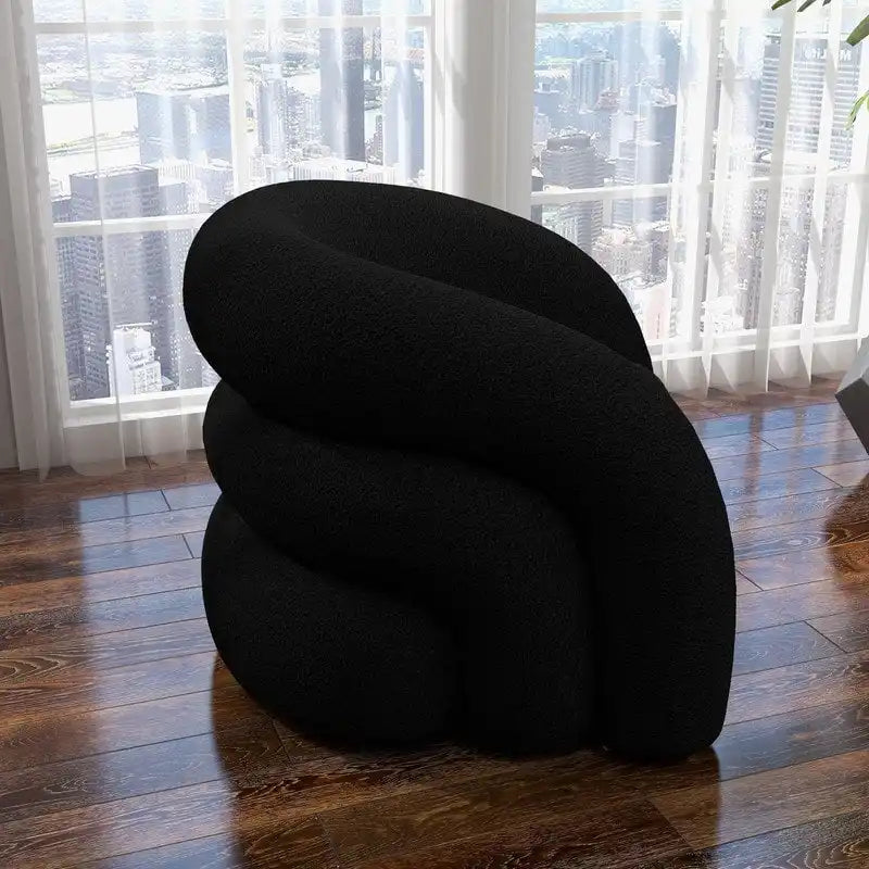 Modern Glam 360 Degree Swivel Teddy Upholstered Accent Armchair with Tufted Back