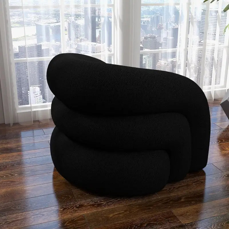 Modern Glam 360 Degree Swivel Teddy Upholstered Accent Armchair with Tufted Back
