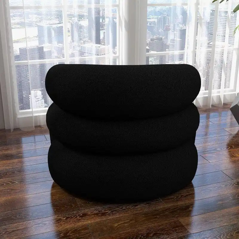 Modern Glam 360 Degree Swivel Teddy Upholstered Accent Armchair with Tufted Back