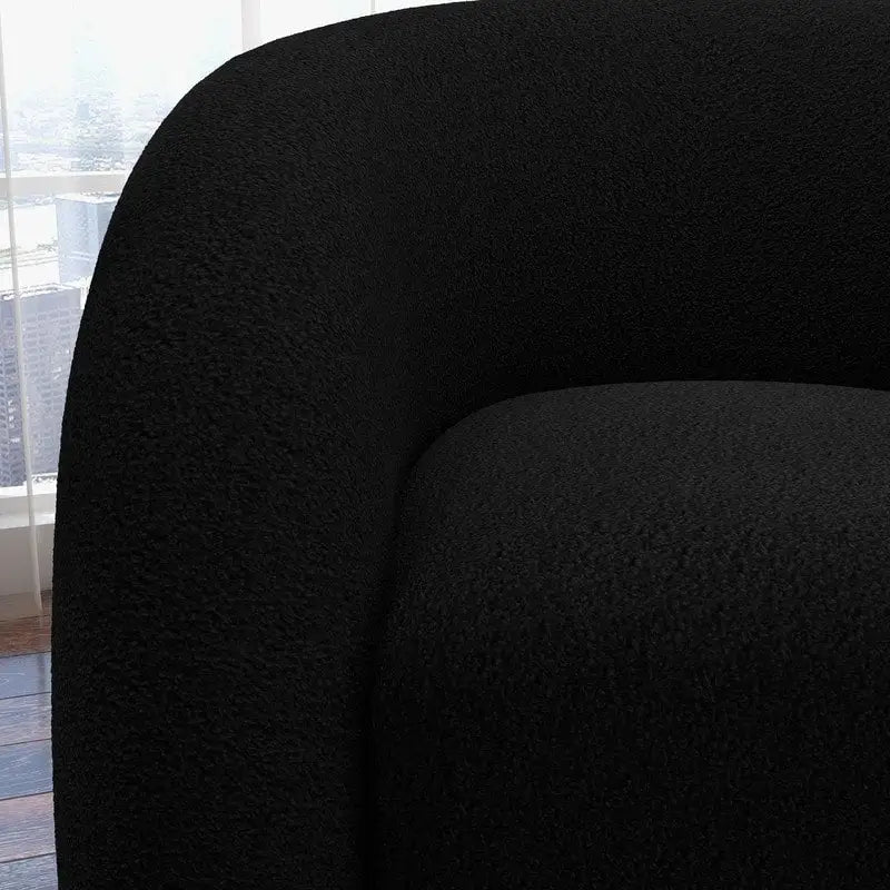 Modern Glam 360 Degree Swivel Teddy Upholstered Accent Armchair with Tufted Back