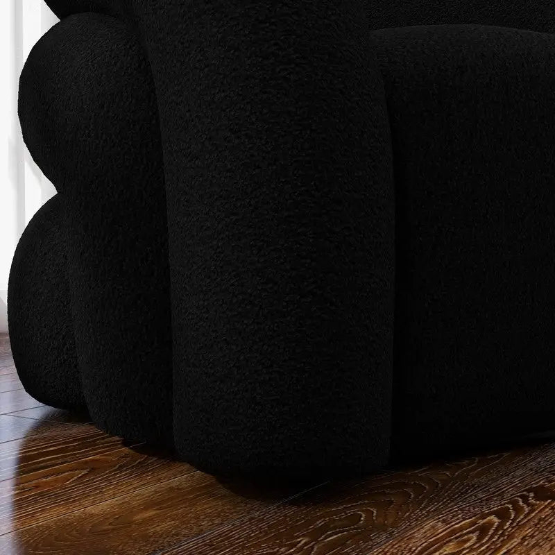 Modern Glam 360 Degree Swivel Teddy Upholstered Accent Armchair with Tufted Back
